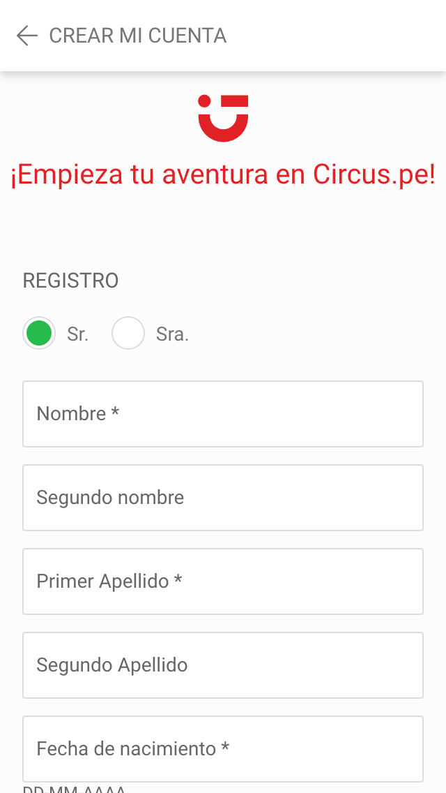 Circus Perú - Móvil Registro