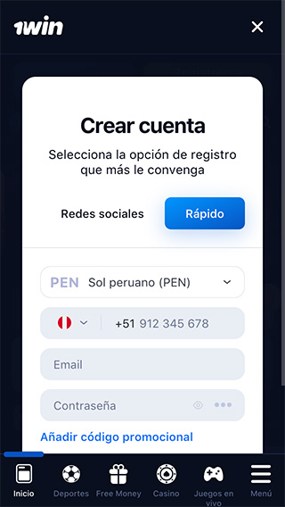 1Win Perú Registro
