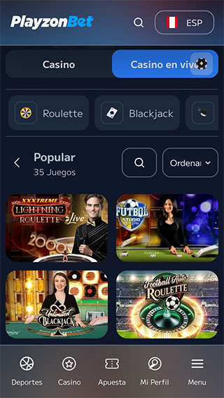 PlayzonBet Casino Perú en Vivo