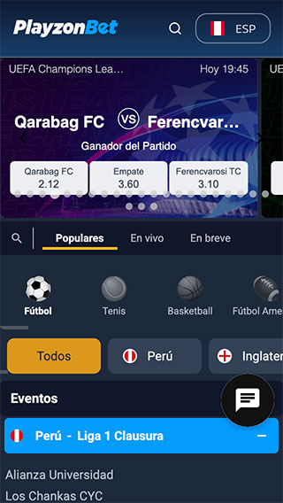 PlayzonBet Perú Deportes