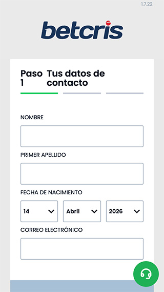 Betcris Perú Registro