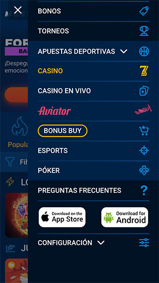 Mostbet Móvil Menú
