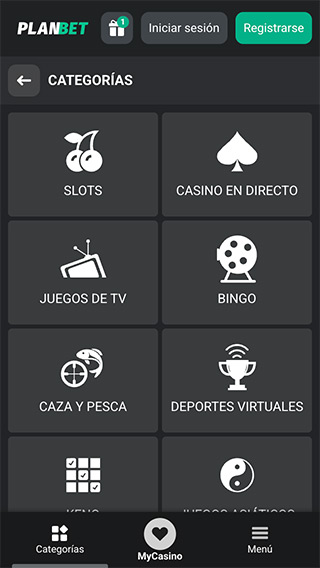 Planbet Perú Categorías Móviles